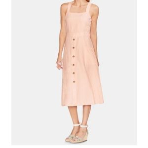 Vince Camuto Women's A Line Sleeveless Linen Dress- Cream / Pink